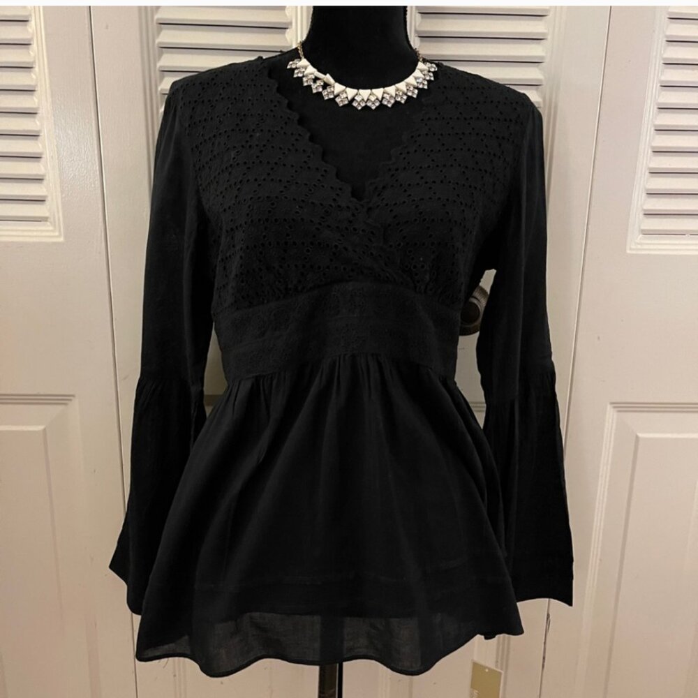 MWT Michael Kors Black Vneck Blouse